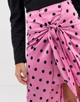 Thumbnail for your product : Glamorous tie front midi skirt in polka