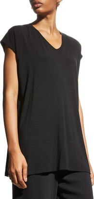 Eileen Fisher V-Neck Long Boxy Jersey Top