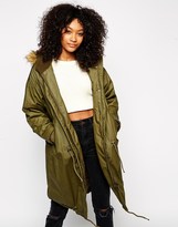 Thumbnail for your product : Monki Faux Fur Hooded Parka