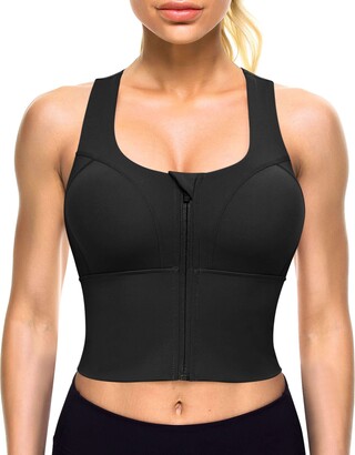 CYDREAM Zip Front Longline Sports Bras for Women Crop Tank Top Criss Cross  Back Support Fitness Yoga Workout Shirts - ShopStyle