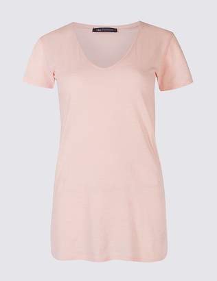 Marks and Spencer Pure Cotton Lightweight V-Neck T-Shirt