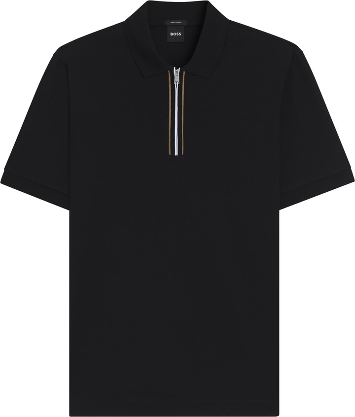 Boss Mercerised Cotton Zip Polo Shirt