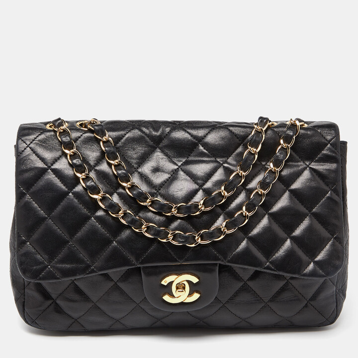 Chanel Vintage Black Quilted Lambskin Jumbo XL Single Flap Gold Hardware,  1994-1996 Available For Immediate Sale At Sotheby's