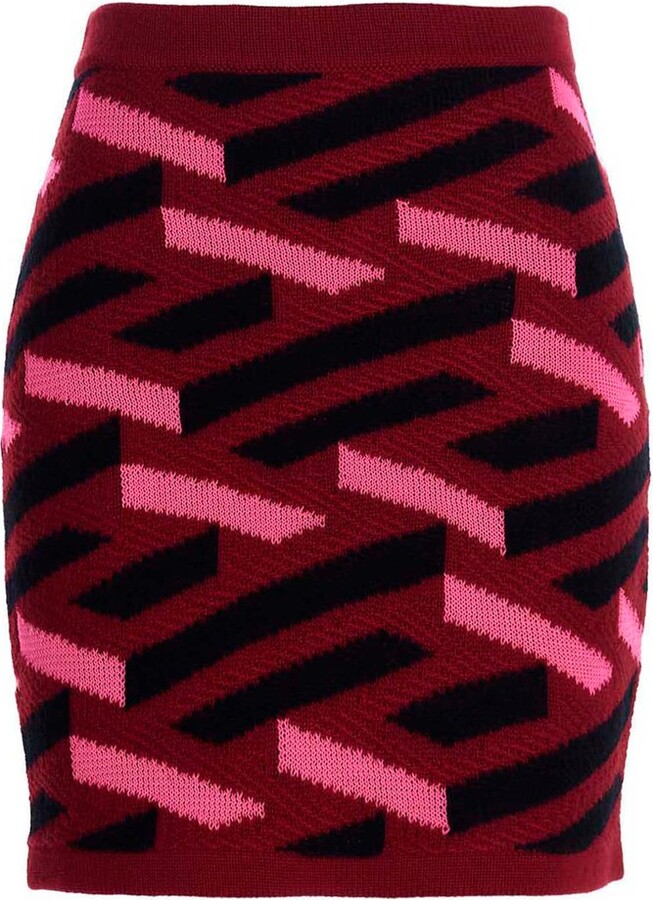 Versace Geometric Intarsia Knitted Mini Skirt