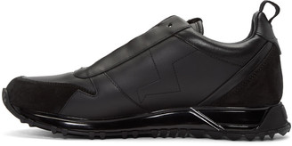 Fendi Black Leather Bolt Sneakers