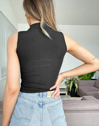 New Look 2 part cut out top in black