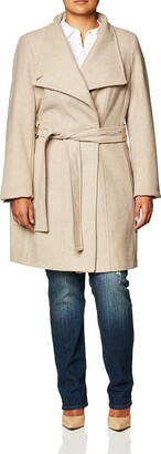 Calvin Klein Women's Wool wrap Flare Coat and Toggle Neck Closure