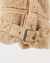 Thumbnail for your product : New Look Plus New Look Curve teddy borg aviator jacket in camel