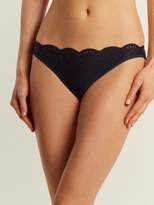 Thumbnail for your product : Stella McCartney Scallop-edged Broderie Anglaise Bikini Briefs - Womens - Navy