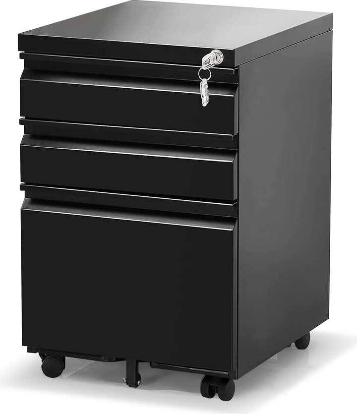 EPOWP 3 Drawer File with Lock Rolling Metal Filing for
