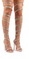 Thumbnail for your product : Public Desire Uk Stunner Diamante Thigh High Wrap Around High Heels