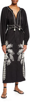 Thumbnail for your product : Johanna Ortiz Real Expedition Embroidered Midi Dress w/ Sash