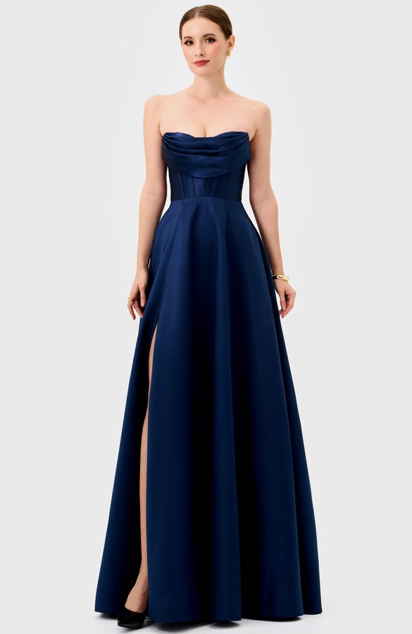 Bariano Ameira Strapless Cowl Gown