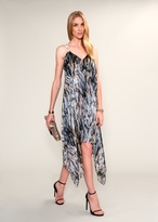 Thumbnail for your product : Amanda Wakeley Kikkou Feather-printed Chiffon Rope Strap Dress