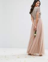 Thumbnail for your product : Maya Bridesmaid V Neck Maxi Tulle Dress with Tonal Delicate Sequins