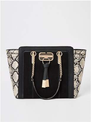 Grey Satchel Tote Dark Beige Ri Monogram Winged Tote Bag LT1703