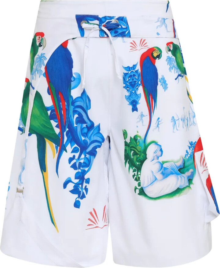 AMIR SLAMA Parrot-Print Bermuda Shorts