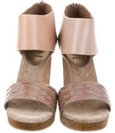 Thumbnail for your product : Brunello Cucinelli Leather Python-Trimmed Sandals w/ Tags
