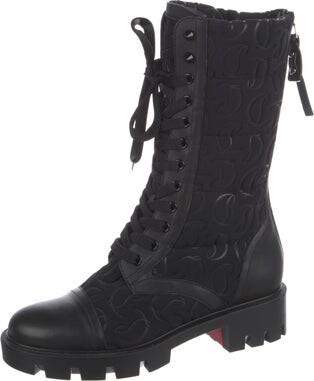 Christian Louboutin Spike Accents Leather Combat Boots