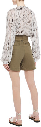 Isolda Belted Linen And Cotton-blend Shorts