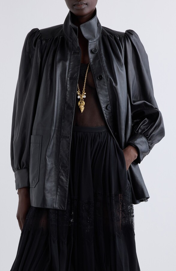 Chloé Puff Shoulder Leather Coat