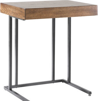 Latitude Run Wood Veneer Table - Pull Up Feature Metal Base Configuration And Storage Drawer For Living Room Use