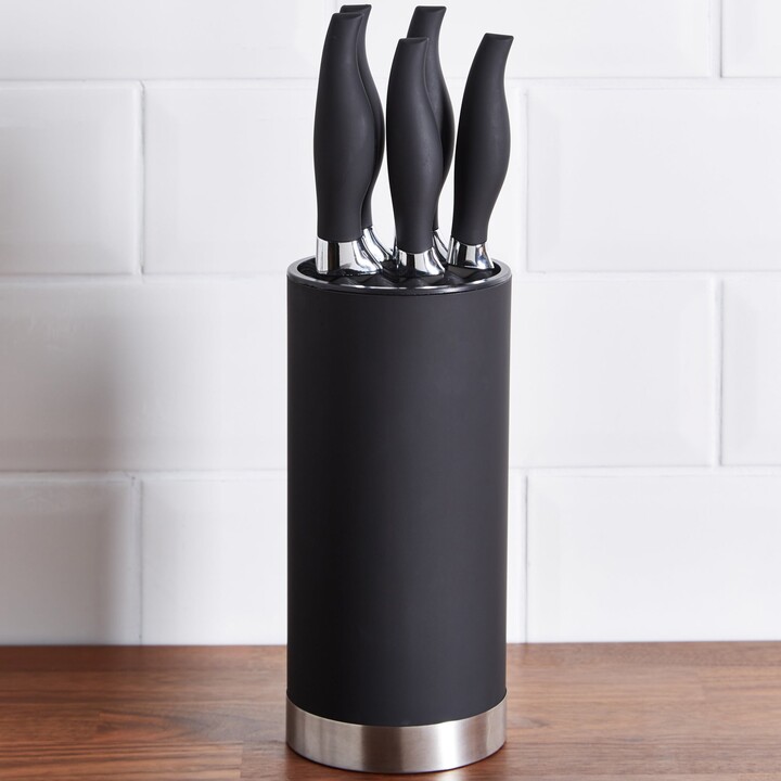 Dunelm Soft Grip 5 Piece Knife Block Set Black and Silver ShopStyle