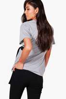Thumbnail for your product : boohoo Maternity Laura Slogan Tie Waist Oversized T-Shirt