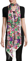 Thumbnail for your product : Roberto Cavalli Long Skinny Silk Peacock Scarf, Pink