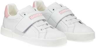 Dolce & Gabbana Grip-Strap Two-Tone Leather Logo Sneakers, Toddler/Kids