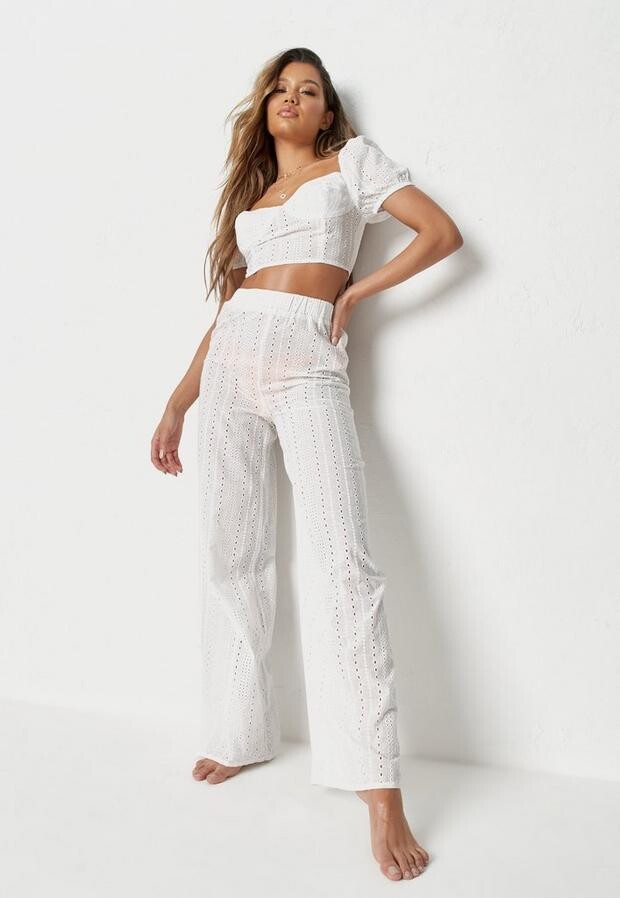 white wide leg palazzo pants