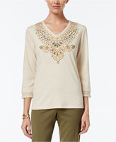 Thumbnail for your product : Alfred Dunner Cactus Ranch Collection Embroidered Beaded Top