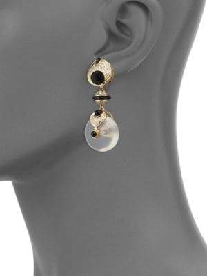 Pneu Diamond, Black Jade & 18K Yellow Gold Drop Earrings