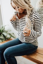 Thumbnail for your product : Ampersand Avenue HalfZip Hoodie - Tan Stripe