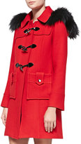 Thumbnail for your product : Milly Fox Fur-Trim Duffle Coat