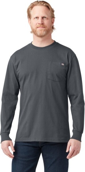 Men's Dickies Mens Heavyweight Pocket Long Sleeve T-Shirt Medium Charcoal