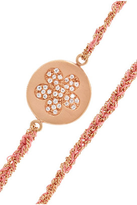 Carolina Bucci Friendship Lucky 18-Karat Rose Gold, Diamond And Silk Bracelet