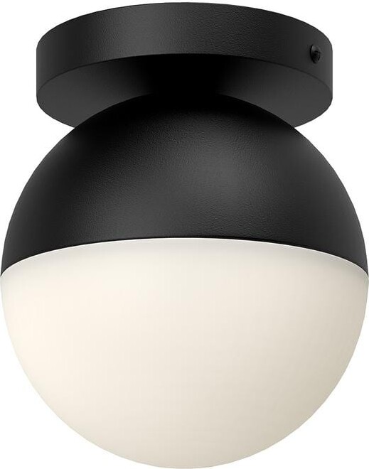 KUZCO Monae 6 in. 1 Light 60-Watt Black/Opal Glass Flush Mount