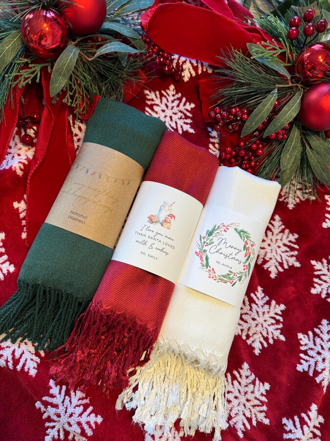 Personalized Christmas Pashmina Scarf - Handmade Vegan Viscose Gift