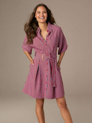 Diane von Furstenberg Short-Sleeve Button-Up Belted Shirt Dress
