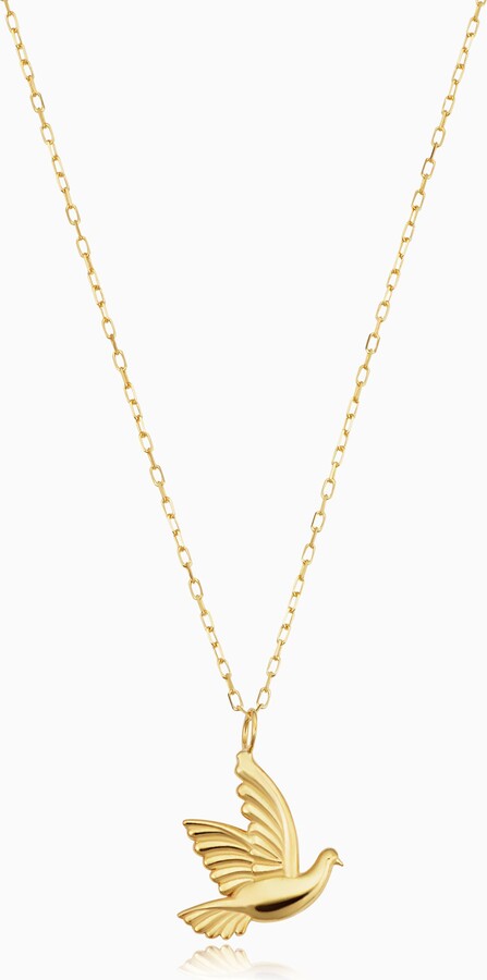 Oradina 14K Yellow Gold Freedom Dove Necklace