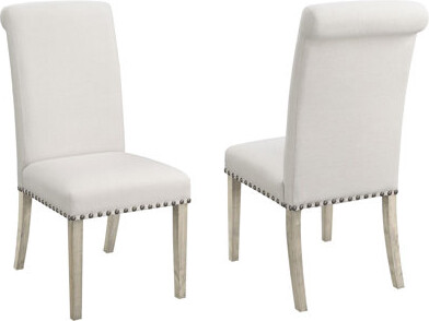 One Allium Way Of 2 Beige Upholstered Rustic Dining Chairs - Solid Back For Room 2pcs Style Creates Cozy Atmosphere
