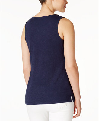 Charter Club Petite Cotton Crochet Top, Created for Macy's