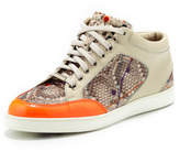 Thumbnail for your product : Jimmy Choo Miami Snake-Print Mid-Top Sneaker