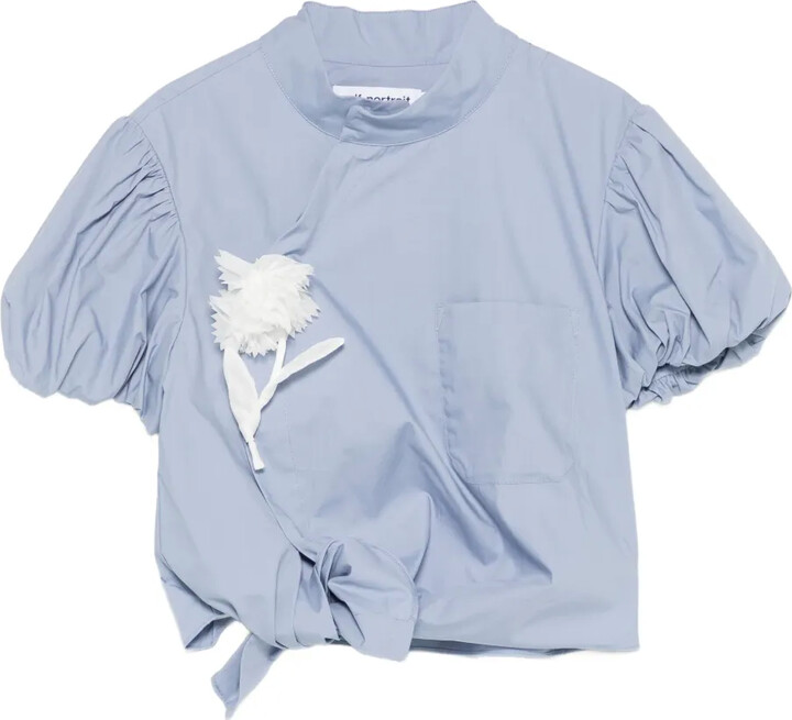 Self-Portrait Floral-Appliqué Blouse