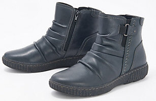 Collection Leather Ruched Ankle Boots - Caroline Orchid