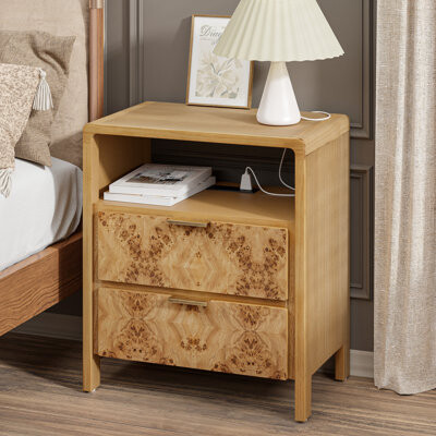 Langley Street™ Manish 2 Drawer Nightstand With Charging Station
