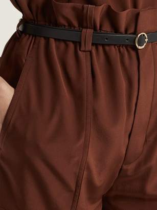 Chloé Silk Crepe De Chine Paperbag Waist Trousers - Womens - Dark Brown