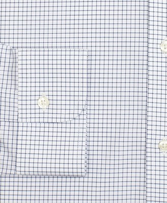 Brooks Brothers Stretch Big & Tall Dress Shirt, Non-Iron Poplin Ainsley Collar Small Grid Check