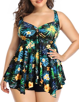 Holipick Two Piece Plus Size Tankini Top with Shorts Swimsuits for Women  Tummy Control Bathing Suits - ShopStyle